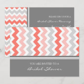 Coral Gray Chevron Bridal Shawer Invitation Cards 招待状 (正面/裏面)