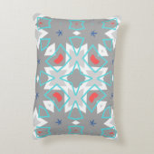 Coral Gray Mandala Pattern | Geometric Floral Boho アクセントクッション (裏面(縦))