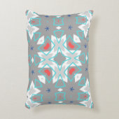 Coral Gray Mandala Pattern | Geometric Floral Boho アクセントクッション (正面(垂直))