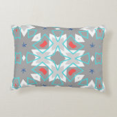 Coral Gray Mandala Pattern | Geometric Floral Boho アクセントクッション (裏面)