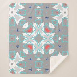 Coral Gray Mandala Pattern | Geometric Floral Boho シェルパブランケット