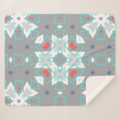 Coral Gray Mandala Pattern | Geometric Floral Boho シェルパブランケット (正面(横))