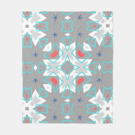 Coral Gray Mandala Pattern | Geometric Floral Boho フリースブランケット