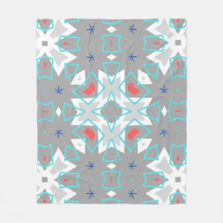 Coral Gray Mandala Pattern | Geometric Floral Boho フリースブランケット