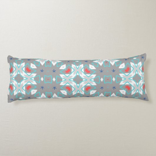 Coral Gray Mandala Pattern | Geometric Floral Boho ボディピロー (裏面)