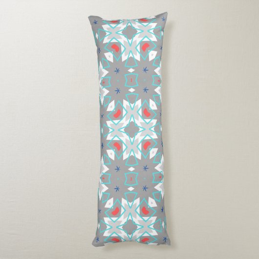 Coral Gray Mandala Pattern | Geometric Floral Boho ボディピロー (裏面 (縦))