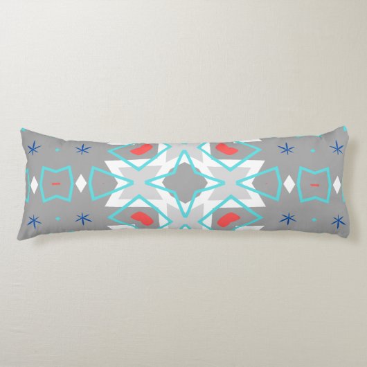 Coral Gray Mandala Pattern | Geometric Floral Boho ボディピロー (正面)