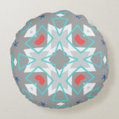 Coral Gray Mandala Pattern | Geometric Floral Boho ラウンドクッション (裏面)