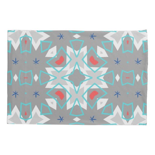 Coral Gray Mandala Pattern | Geometric Floral Boho 枕カバー (裏面)