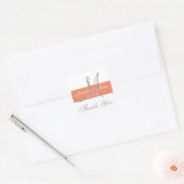 Coral Gray Monogram結婚's Thank You Stickers スクエアシール (封筒)