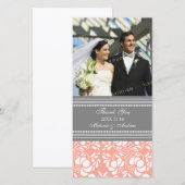 Coral Gray Thank You'結婚s Photo Card サンキューカード (正面/裏面)