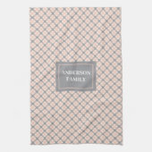Coral Grey Kitchen Towel Classic Custom Name Look キッチンタオル (縦)