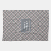 Coral Grey Kitchen Towel Custom Name Modern Look キッチンタオル (横)