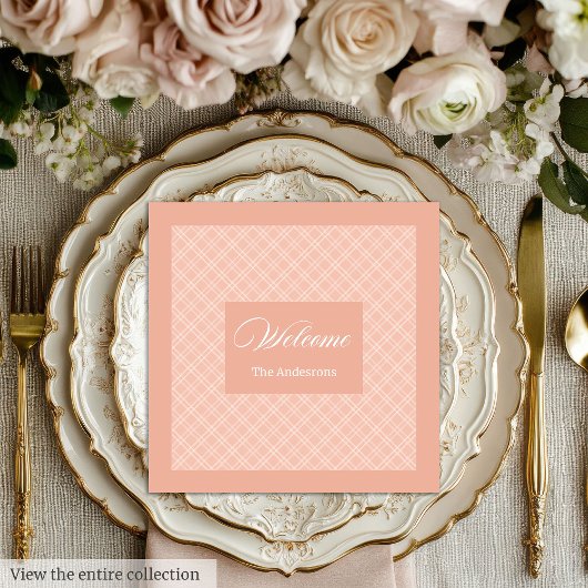 Coral Grey Napkins Personalized Classic Tableware