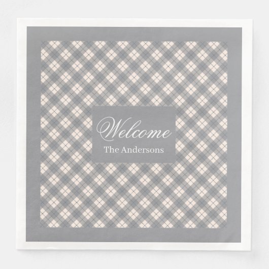 Coral Grey Napkins Personalized Modern Table Look (正面)