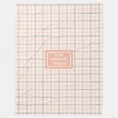 Coral Grey Plaid Throw Personalized Trendy Look フリースブランケット (正面)
