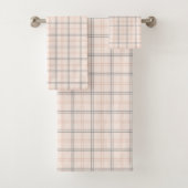 Coral Grey Plaid Towels Soft Modern Bathroom バスタオルセット (インサイチュ)