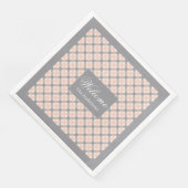 Coral Grey Tartan Napkins Personalized Modern Set (コーナー)