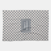 Coral Grey Tartan Towel Personalized Classic Look キッチンタオル (横)