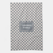 Coral Grey Tartan Towel Personalized Classic Look キッチンタオル (縦)