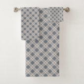 Coral Grey Towels Elegant Plaid for the Bath バスタオルセット (インサイチュ)