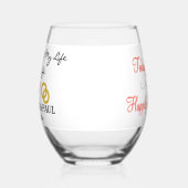 Coral Groom to Bride Red Heart Gold ステムなしワイングラス (左)