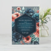 Coral Incandescent Botanical Wedding 招待状 (スタンド正面)