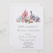 Coral Kisses & Ocean Wishes Bridal Shower 招待状 (正面/裏面)