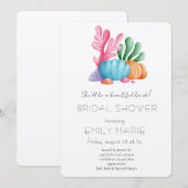 Coral Kisses & Ocean Wishes Bridal Shower 招待状 (正面/裏面)