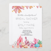 Coral Kisses & Ocean Wishes Bridal Shower 招待状 (正面/裏面)