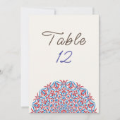 Coral Marble Stone Mandala Wedding Table Number 招待状 (正面)