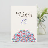 Coral Marble Stone Mandala Wedding Table Number 招待状 (スタンド正面)