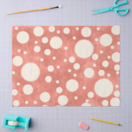 Coral Marble White Polka Dots Pattern Decoupage 薄葉紙