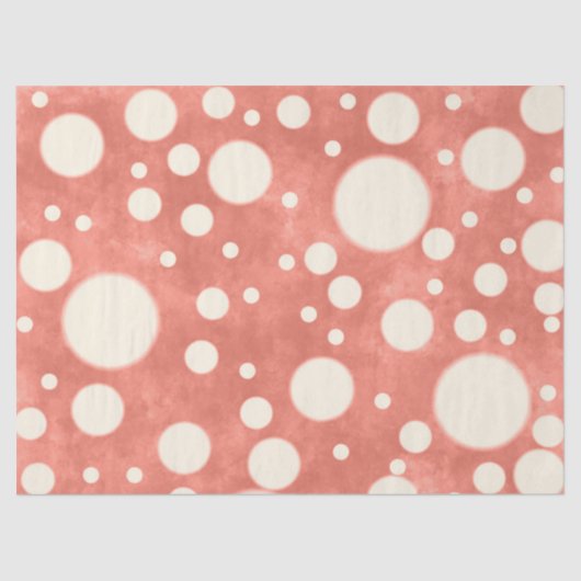 Coral Marble White Polka Dots Pattern Decoupage 薄葉紙 (正面)