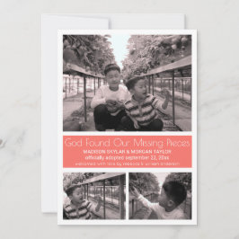 Coral Minimalistモダン Child Adoption 3写真 案内状