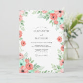 Coral Mint Botanical Bliss Wedding 招待状 (スタンド正面)