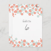 Coral & Mint Bubbles紙吹雪テーブル番号カード ポストカード (正面/裏面)