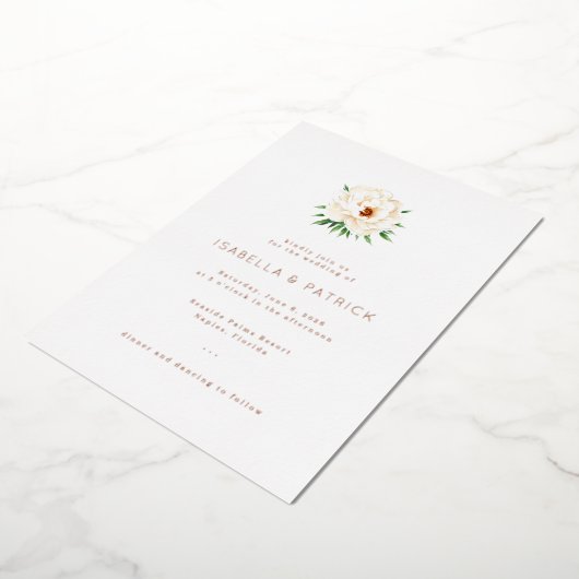 Coral Moderne Wedding 箔招待状 (回転した状態)