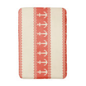 Coral Nautical Anchor Coastal Stripes バスマット (正面縦)