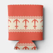 Coral Nautical Anchor Coastal Stripes 缶クーラー (裏面)