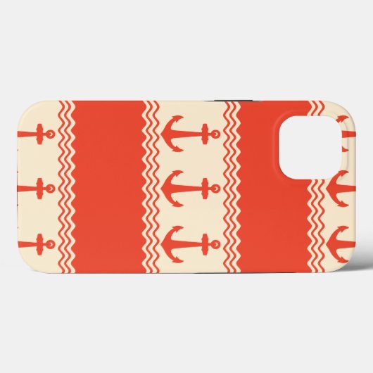 Coral Nautical Anchor Coastal Stripes Case-Mate iPhoneケース (裏面 (横))