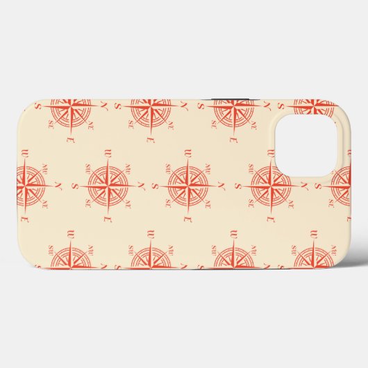 Coral Nautical Sailing Compass Case-Mate iPhoneケース (裏面 (横))