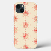 Coral Nautical Sailing Compass Case-Mate iPhoneケース (裏面)