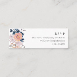 Coral & Navy Flowers Wedding RSVP Online Website スキニー名刺