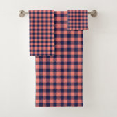 Coral Navy Plaid Towel Birthday Gift with Style バスタオルセット (インサイチュ)
