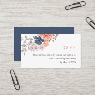 Coral Navy Weding RSVPオンラインサイト 名刺