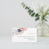 Coral Navy Weding RSVPオンラインサイト 名刺 (スタンド正面)