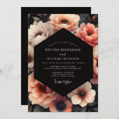 Coral Nocturne Bloom Wedding 招待状 (正面/裏面)
