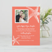 Coral Orange Photo Wedding Reception Only Invites 招待状 (スタンド正面)