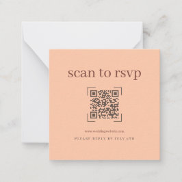 Coral Peach Modern Wedding QR Code Online RSVP ノートカード